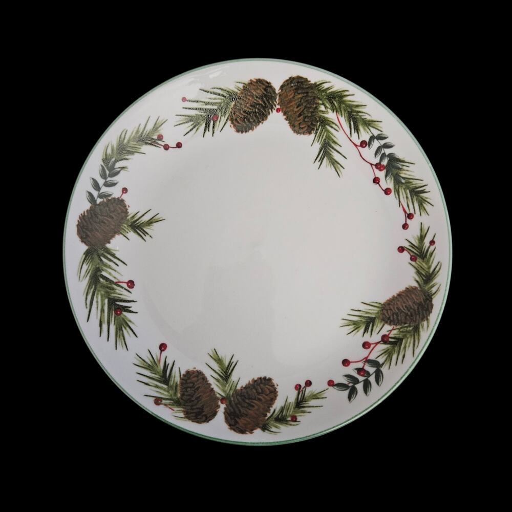 Totally Today Pine Cone Christmas Salad Plates Set of 4 Holiday Ceramic